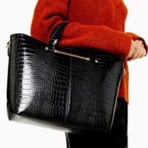 Topshop black faux croc bag